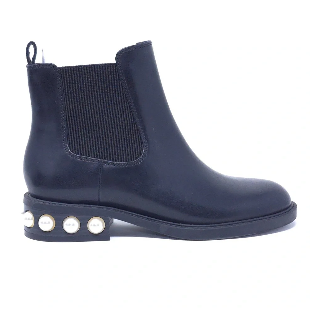 On 34th Jeovana Chelsea Ankle Boots Black Pearl Heel 5.5M - Picture 6 of 11